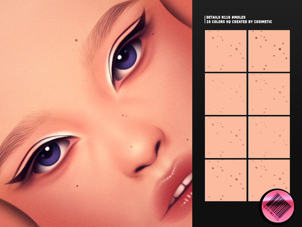 Sims 4 — Faded Moles N116 by cosimetic — This content includes 5 to 6 natural-looking moles placed across the face. With