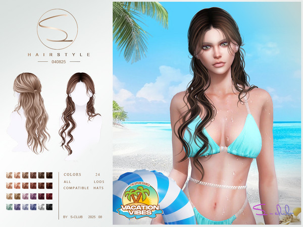 Sims 4 — (VACATION VIBES)S-Club_040825_ Wet hairstyle by S-Club — (VACATION VIBES)S-Club_040825_ Wet hairstyle hope you