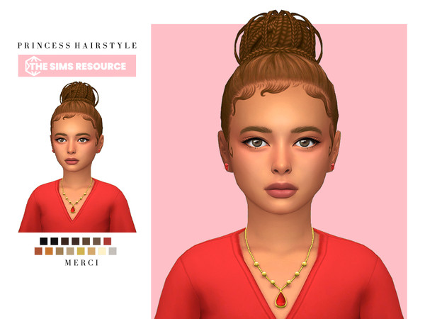 Sims 4 — Princess Hairstyle for Kids by -Merci- — New Maxis Match Hairstyle for Sims4. -Maxis Match colours.