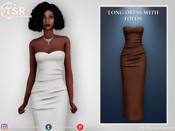 Sims 4 — Long dress with folds by MysteriousOo — Long dress with folds in 8 colors