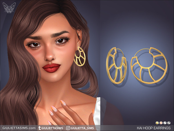 Sims 4 — Kai Hoop Earrings by feyona — Kai Hoop Earrings come with 4 swatches.