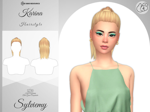 Sims 4 — Karina Hairstyle by Sylviemy — Long Wavy Straight Hair