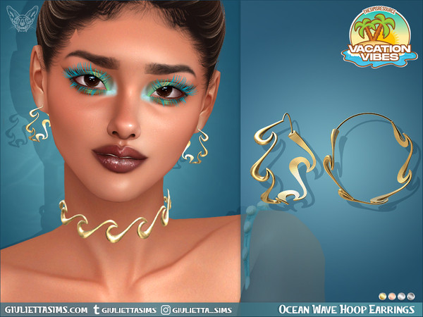 The Sims Resource | Vacation Vibes - Ocean Wave Hoop Earrings