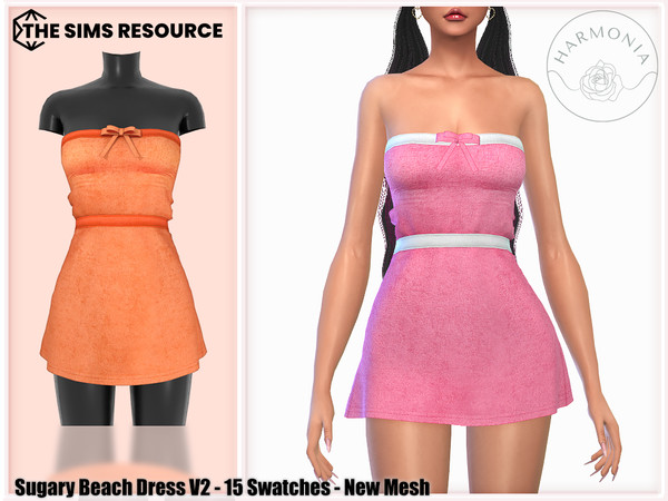 Sims 4 — Sugary Beach Dress V2 by Harmonia — New Mesh
