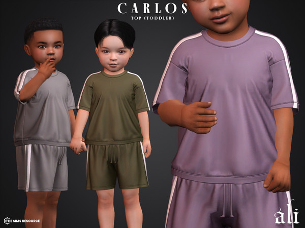 Sims 4 — CARLOS top (toddler) by ali1 — T-shirt with White Stripe