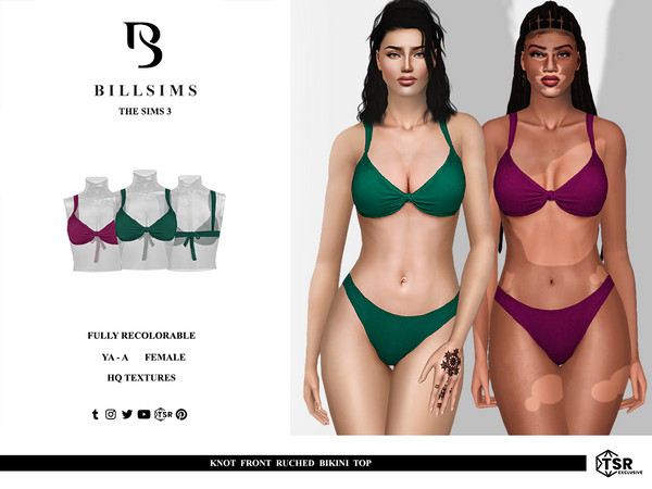 Sims 3 — Knot Front Ruched Bikini Top by Bill_Sims — This bikini top features a knot front detailing and ruched cups! -