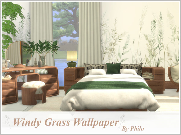 Sims 4 — Windy Grass Wallpaper by philo — Seamless panoramic wallpaper picturing windy grass.