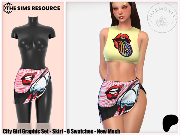 Sims 4 — Patreon - Graphic Skirt by Harmonia — New Mesh