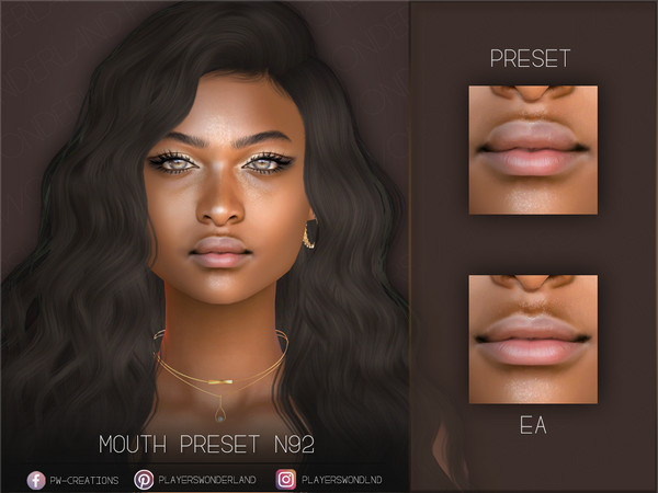 Sims 4 — Mouth Preset N92 by PlayersWonderland — This mouthpreset adds a new morphed, more bigger looking mouth.