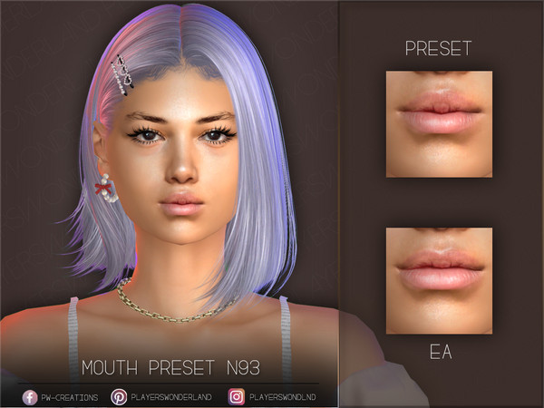 Sims 4 — Mouth Preset N93 by PlayersWonderland — This mouthpreset adds a new morphed, more bigger looking mouth.