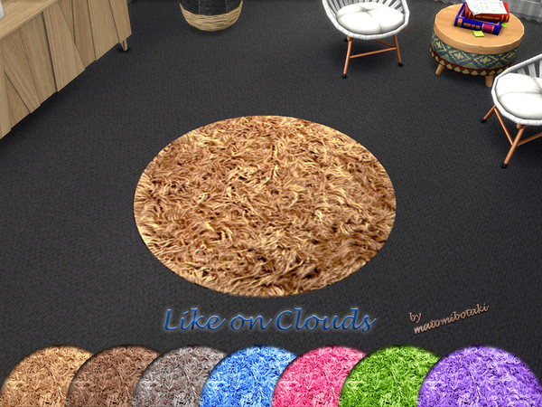 Sims 4 — Like on Clouds by matomibotaki — Cozy round rug for every room and every occasion, also in the choice of colors