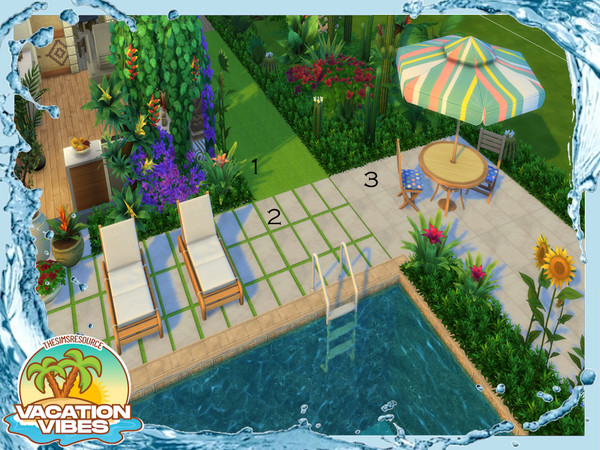 Sims 4 — Vacation Vibes - Stone Outdoor Tile by lavilikesims — Stone tiles featuring a full tiled floor, a tile and grass