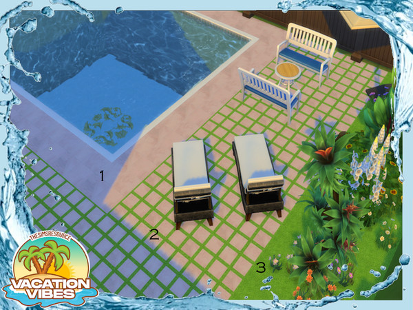 Sims 4 — Vacation Vibes - Stone Outdoor Part 2 by lavilikesims — Stone tiles featuring a full tiled floor, a tile and