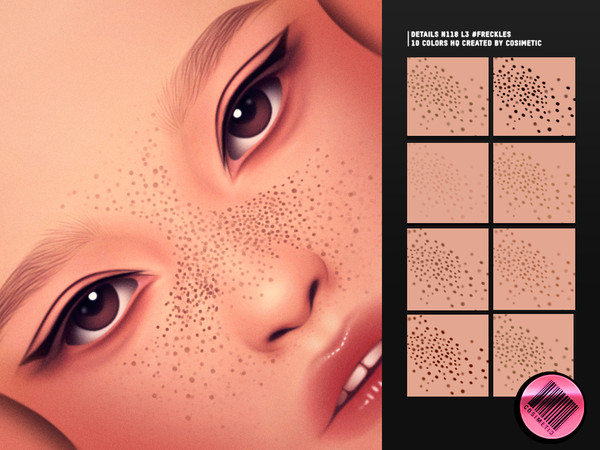 Sims 4 — Full Dust Freckles N118 L3 by cosimetic — This version features the most intense freckle pattern across the