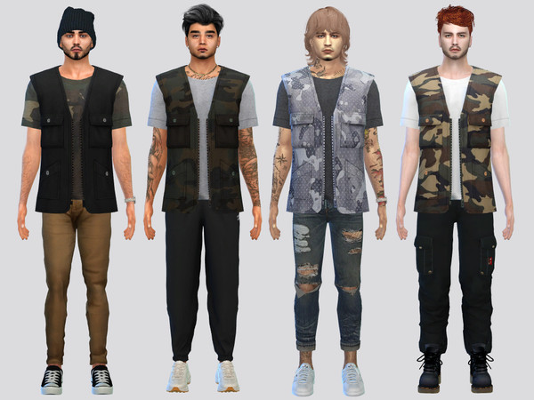 Sims 4 — Baggy Camo Vest by McLayneSims — TSR EXCLUSIVE