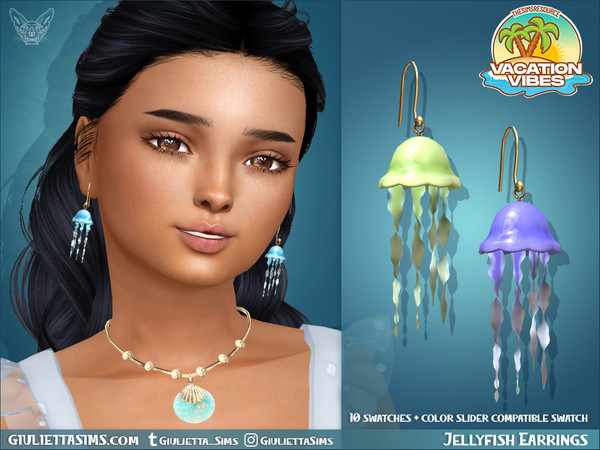 Sims 4 — Vacation Vibes - Jellyfish Earrings For Kids by feyona — Jellyfish Earrings For Kids come with 10 swatches, and