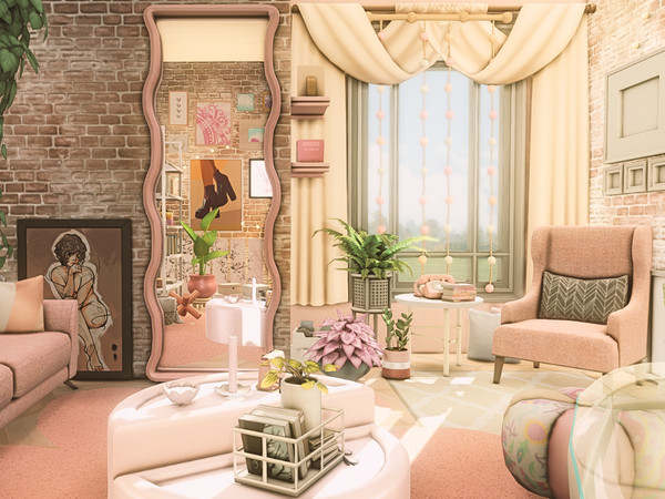 Sims 4 — Pink Blush Living Room by WrzosoweMarzeniaa — Room Type: Living Room