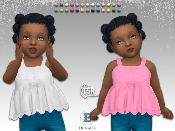 Sims 4 — ErinAOK Infant Top 072925 by ErinAOK — Infant Girl's Cotton Tank-Top with Bow