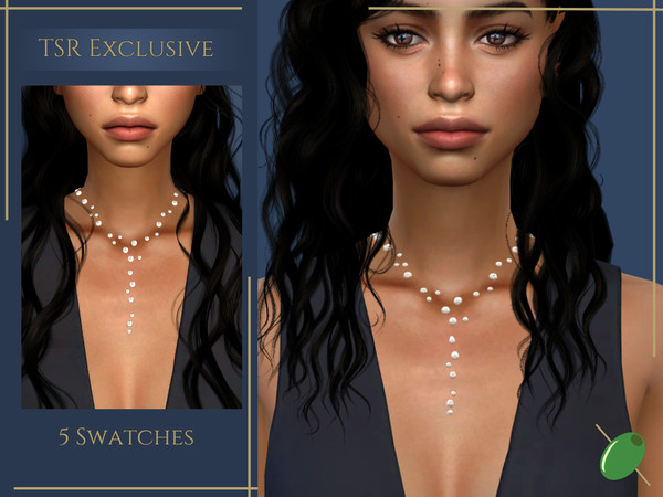 Sims 4 — Embedded Pearl Necklace by Pitted0live — Mermaid vibes pearl necklace Custom catalog image Custom spec map