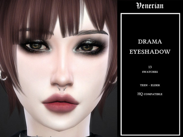 Sims 4 — Venerian Drama Eyeshadow by Venerian — Teen to elder HQ compatible 13 swatches no gender restrictions Disallowed