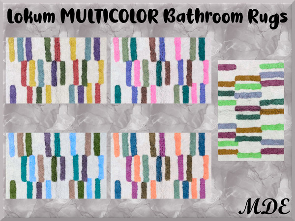 Sims 4 — MDE-Lokum Multicolor Bathroom Rugs by MDE — Add a touch of softness to your bathroom routine with these bath