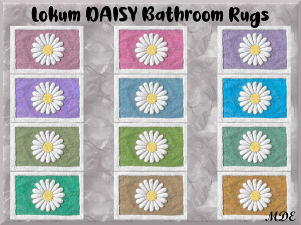 Sims 4 — MDE-Lokum Daisy Bathroom Rugs by MDE — Add a touch of softness to your bathroom routine with these bath mats.