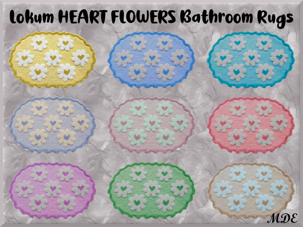 Sims 4 — MDE-Lokum Heart Flowers Bathroom Rugs by MDE — Add a touch of softness to your bathroom routine with these bath