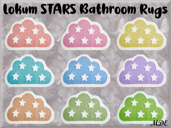 Sims 4 — MDE-Lokum Stars Bathroom Rugs by MDE — Add a touch of softness to your bathroom routine with these bath mats.
