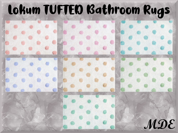 Sims 4 — MDE-Lokum Tufted Bathroom Rugs by MDE — Add a touch of softness to your bathroom routine with these bath mats.