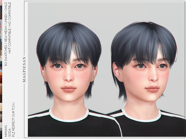 Sims 4 — Soda Hair for Child by magpiesan — Straight hairstyle in 50 colors for Child.