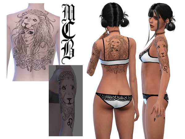 Sims 4 — Leo - Zodiac Back Tattoo by MaruChanBe2 — A zodiac themed tattoo for your cuties.