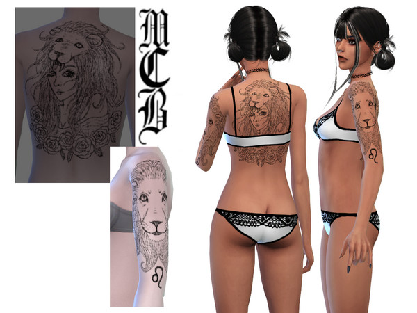 Sims 4 — Leo - Zodiac Upper Arm Tattoo (Left) by MaruChanBe2 — A zodiac themed tattoo for your cuties.