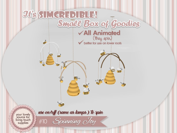 Sims 4 — Spinning Joy Mobiles - Bees by SIMcredible! — It's SIMcredible! Small box of goodies #10 - Spinning Joy Mobiles