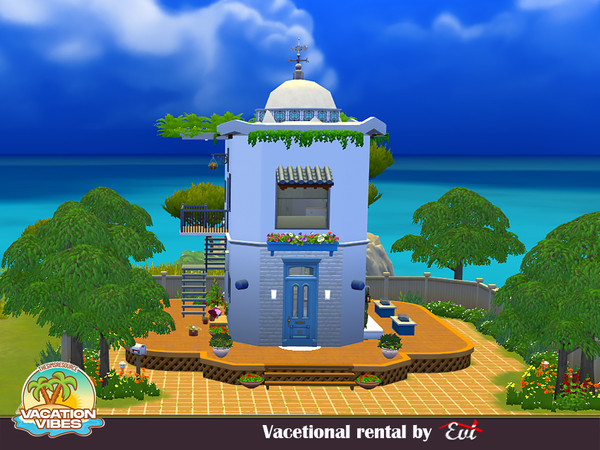 Sims 4 — Vacation rental in Greece _No CC by evi — It is small but has two bedroom a comfy kitchen and a big outdoor area