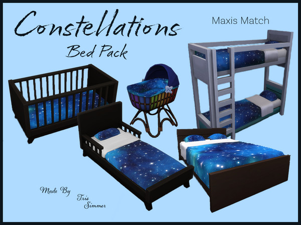 Sims 4 — Constellations Bed Mini-Pack by TrisSims7 — Constellations Bed Pack Drift off under the stars with this dreamy
