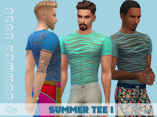 Sims 4 — SM25 Summer Tee by SimmieV — An ocean inspired sheer tee in an assortment of 8 shades of water.