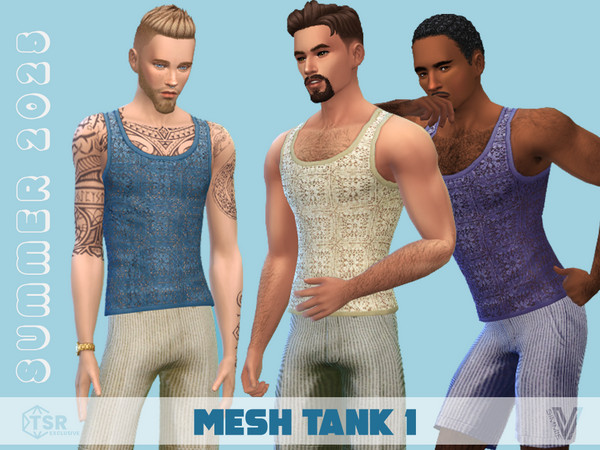 Sims 4 — SM Mesh Tank 1 by SimmieV — A very retro crochet mesh tank in 8 colors.
