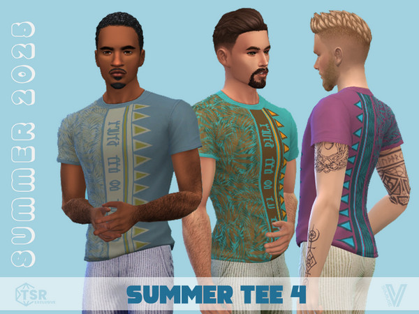 Sims 4 — SM25 Summer Tee 4 by SimmieV — An awesome surf tee in an assortment of 8 colors.
