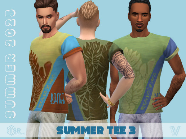Sims 4 — SM25 Summer Tee 3 by SimmieV — A tropical tee in an assortment of 8 colors.