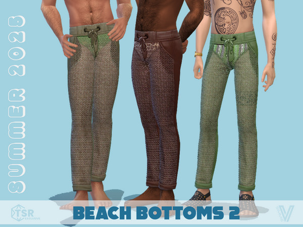 Sims 4 — SM25 Beach Bottom 2 by SimmieV — A perfect pair of beach bottoms with a mesh front panel over your bikini.