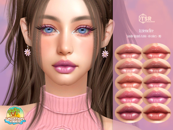 Sims 4 — IMF Sandie Lipstick N.661 VACATION VIBES by IzzieMcFire — Sandie Lipstick N.661 contains 10 colors in hq