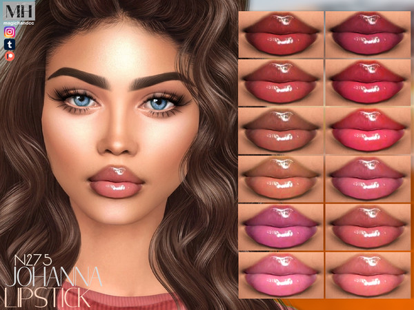 Sims 4 — Johanna Lipstick N275 by MagicHand — Shiny lips in 18 colors - HQ Compatible.