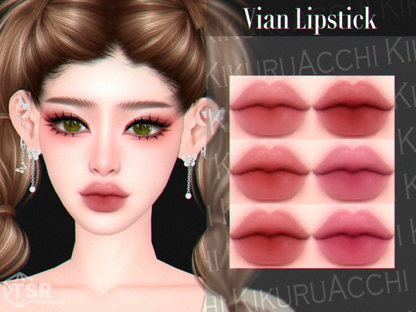Sims 4 — Vian Lipstick by Kikuruacchi — - It is suitable for Female and Male. ( Teen to Elder ) - 6 swatches - HQ