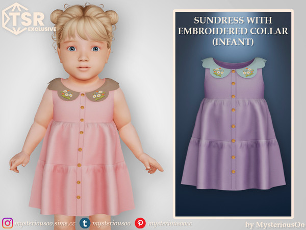 Sims 4 — Sundress with embroidered collar Infant by MysteriousOo — Sundress with embroidered collar in 6 colors for