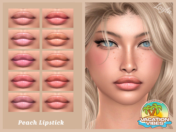Sims 4 — VacationVibes Peach Lipstick by Layla — Previews were made using HQ Mod