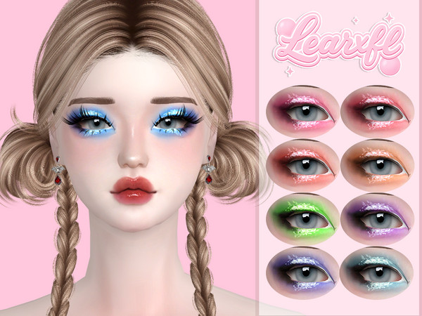 Sims 4 — [Learxfl] Leona Eyeshadows by Learxfl — Eyeshadows, 10 swatches , HQ and BGC . Standalone item with thumbnail.