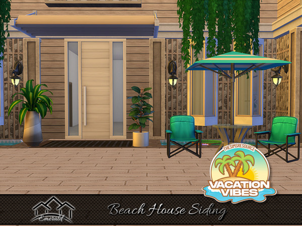 Sims 4 — Beach House Siding 3 by Emerald — Enhance your home exterior and facade with beauty and durability with beach