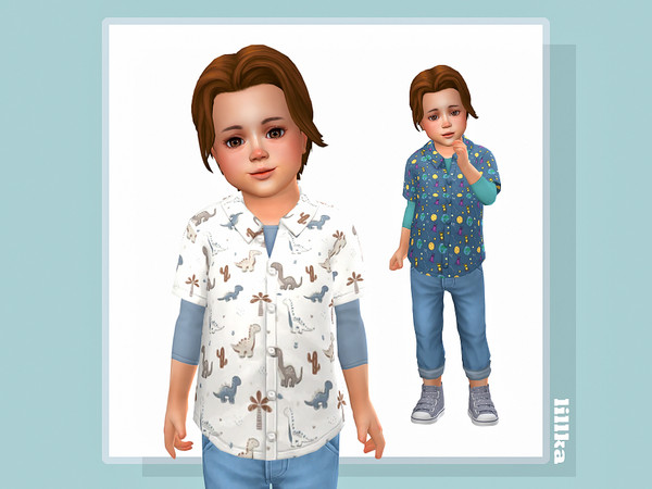 Sims 4 — Lelio Button Up Shirt by lillka — 6 swatches