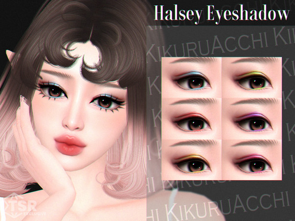 Sims 4 — Halsey Eyeshadow by Kikuruacchi — - It is suitable for Female and Male. ( Teen to Elder ) - 6 swatches - HQ