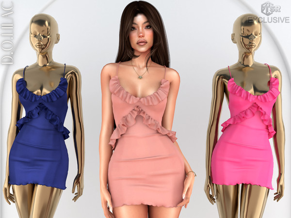 Sims 4 — Ruffled Mini Dress DO0928 by DOLilac — Custom thumbnail